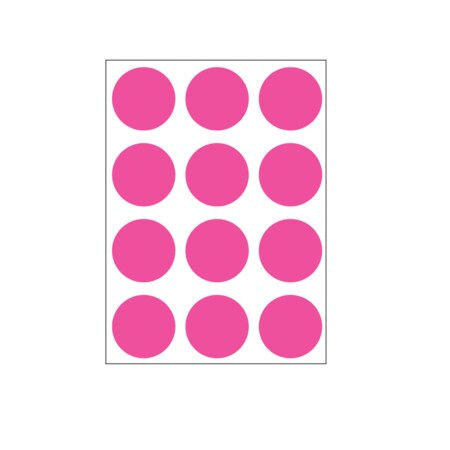 Nevs 1-1/4" Color Coding Dots Pink Flr - Sheet Form DOT-114M Pink Flr